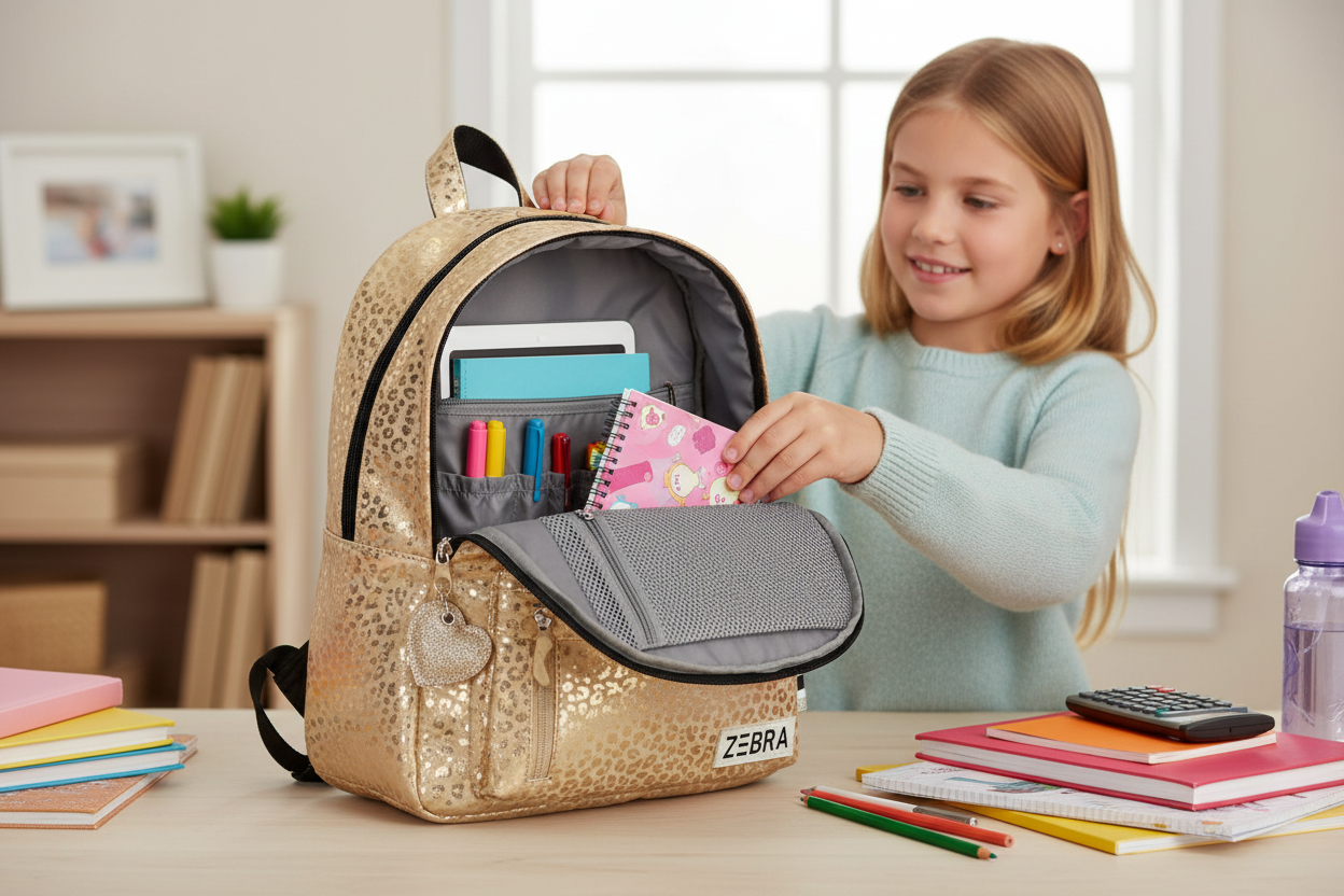 Zebra Trends rugzak open met vakken