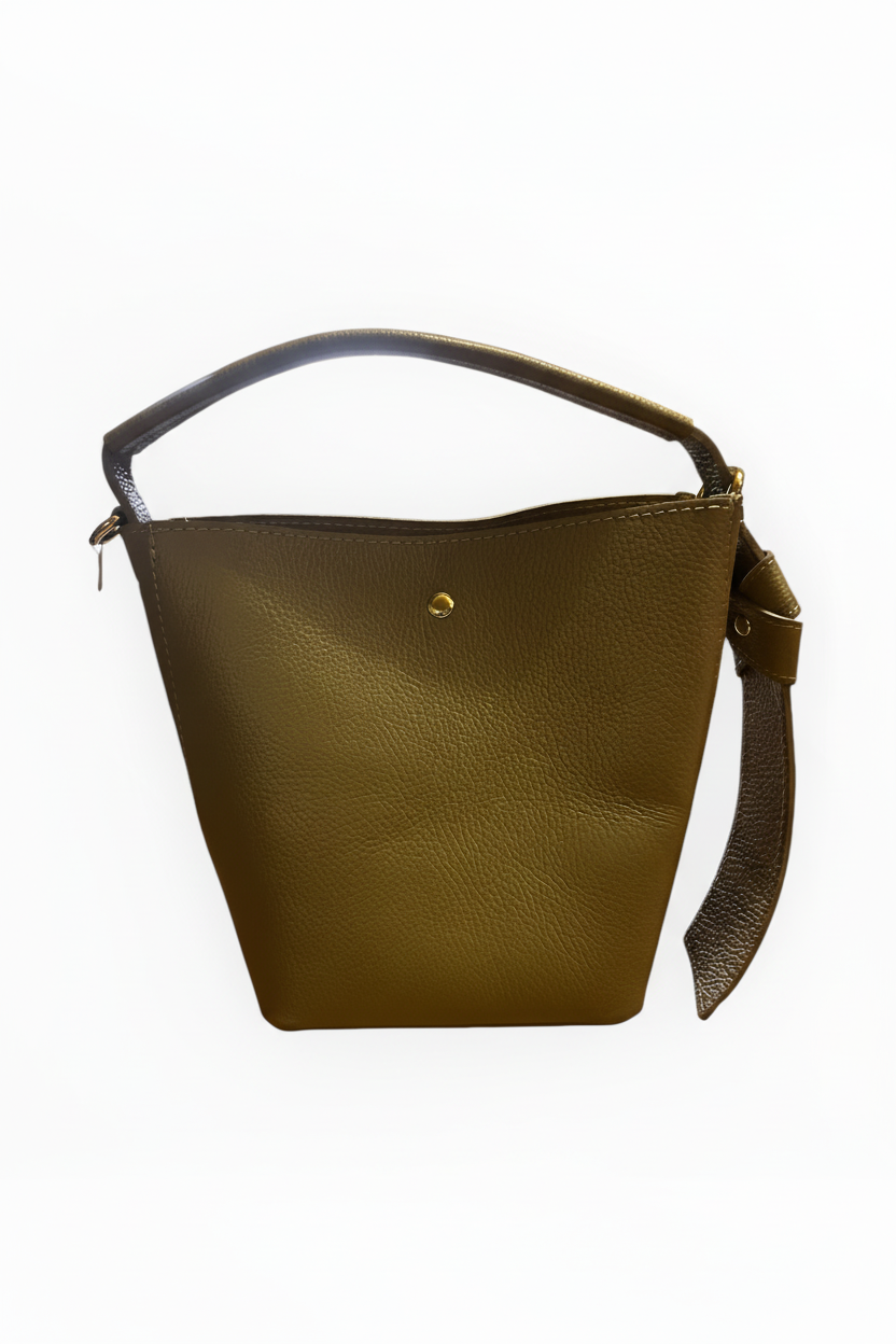 Lederen handtas met pochette en draagriem