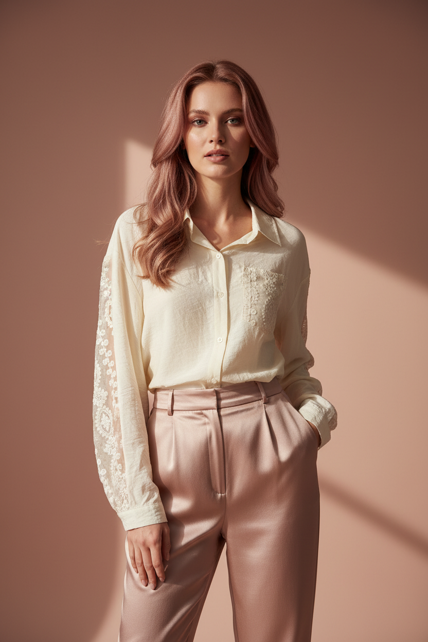 Model in Blouse Just Woman - editorial stijl