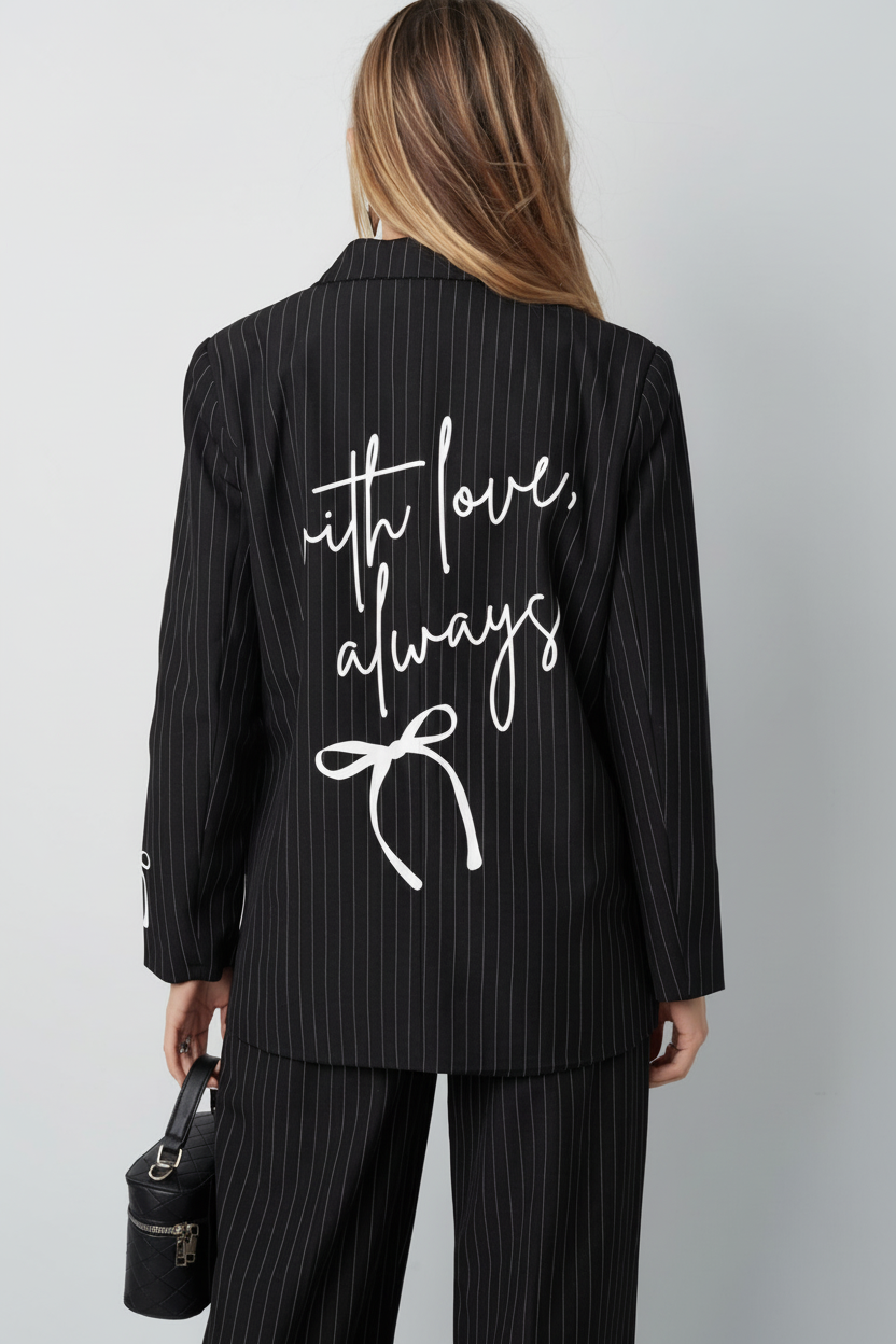 Blazer with love always - krijtstreep detail