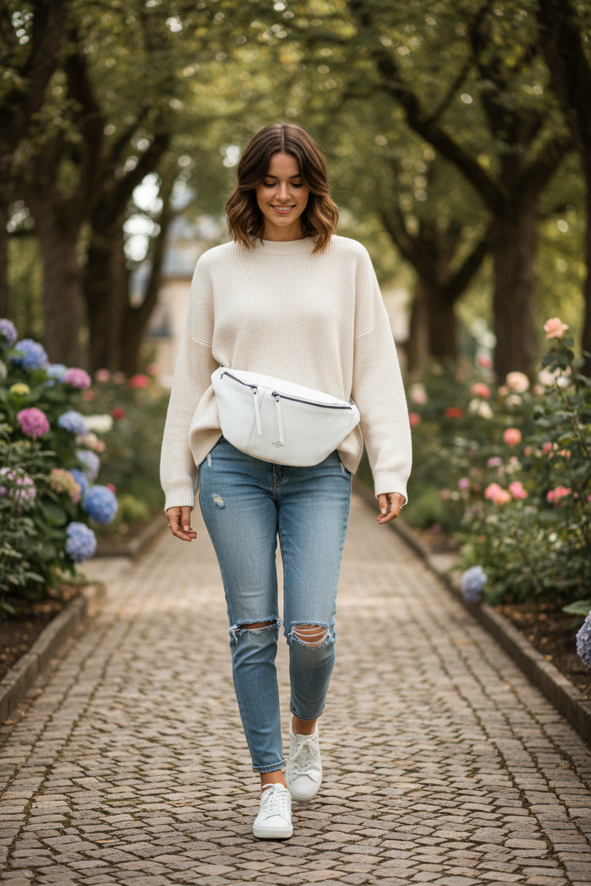 Charm London New York heuptas wit L - crossbody style zoals origineel