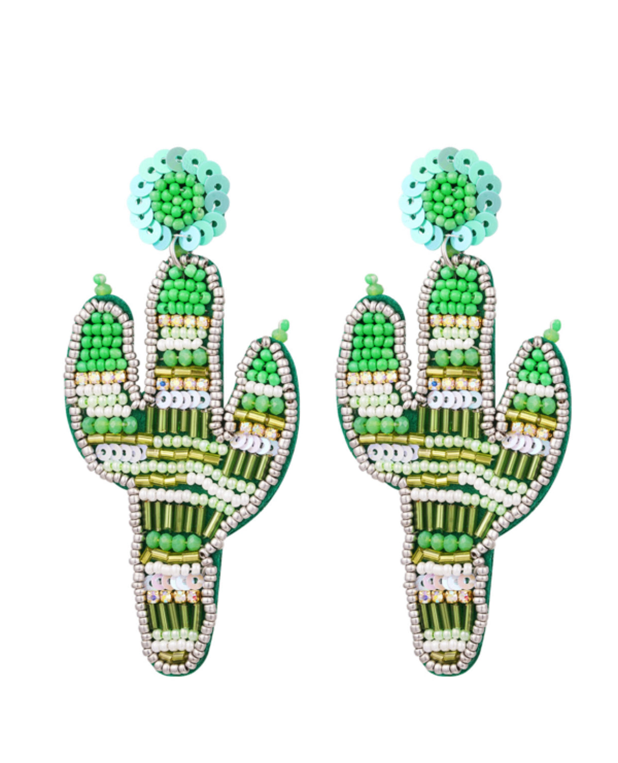 Kralen oorbellen cactus - groen Glaskralen