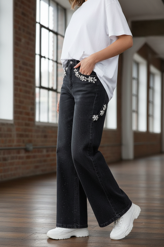 AD'ORO glitterjeans BAGGY - casual styling met relaxed fit