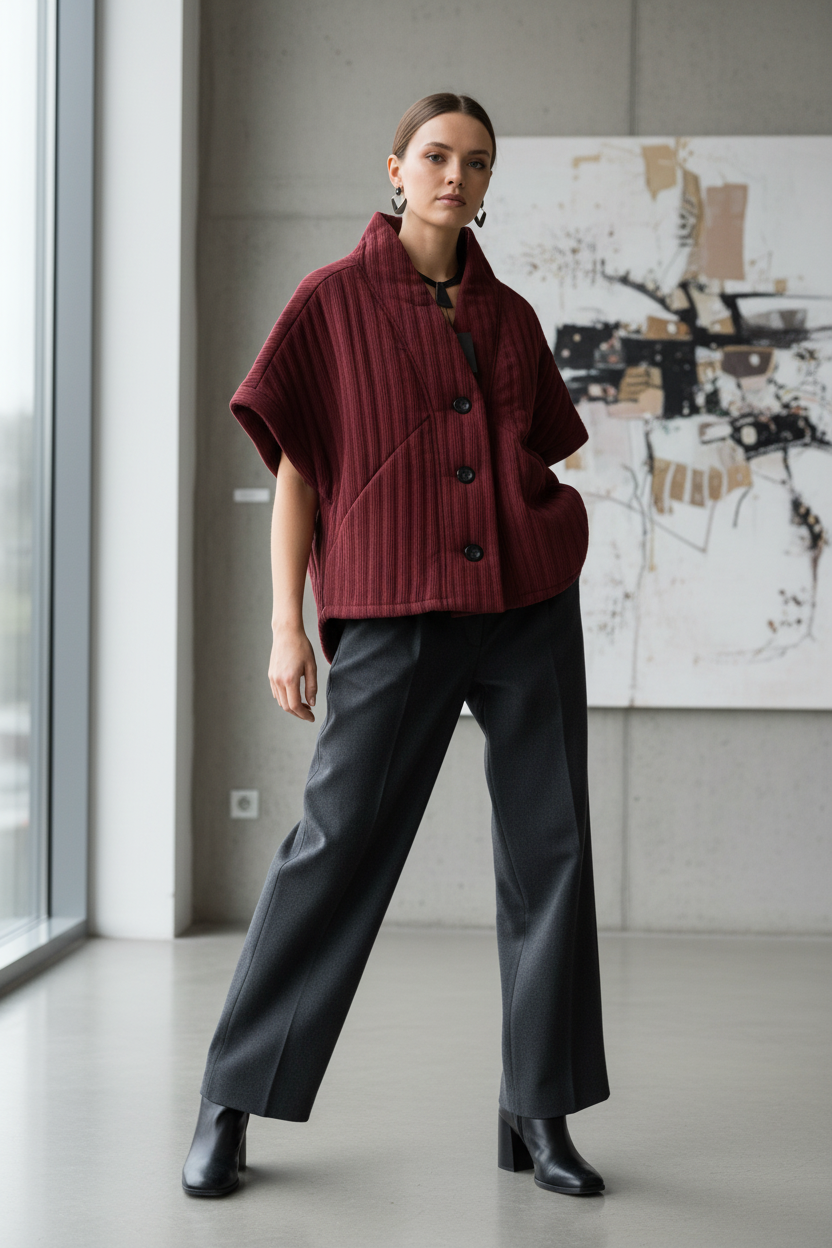 Model draagt Just Woman bodywarmer - stijlvolle outfit