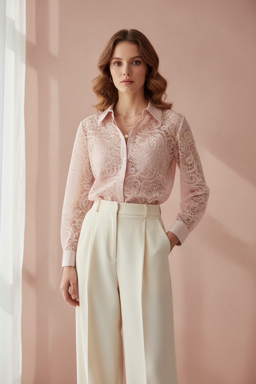 Model in Blouse Just Woman - editorial stijl