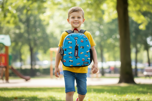 Jongen draagt Zebra Trends boys rugzak