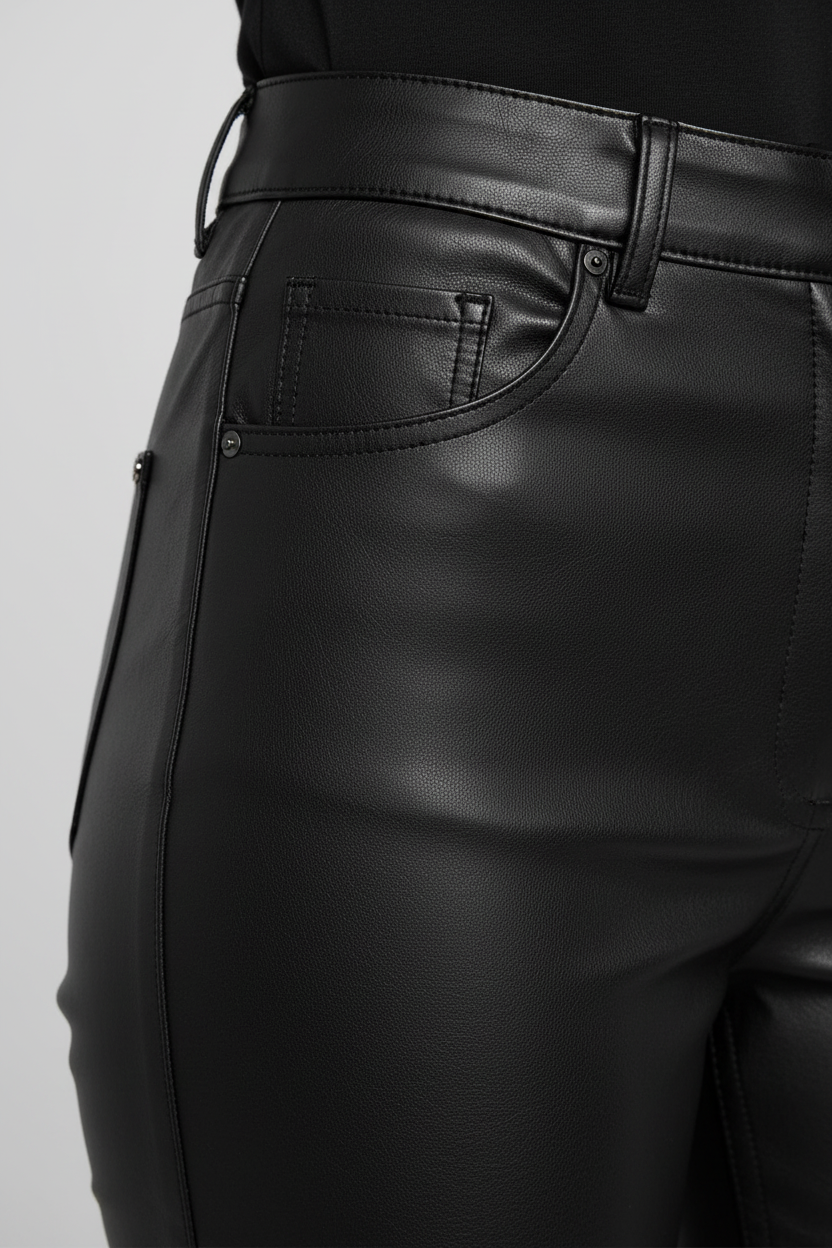 Patrizia Pepe lederlook broek - close-up detail leather-look textuur