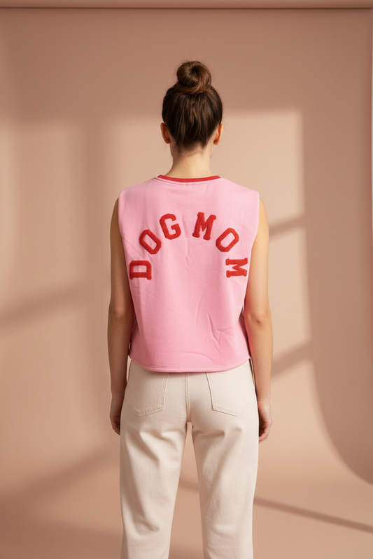 Shirt J&L Dogmom - rugprint mouwloos