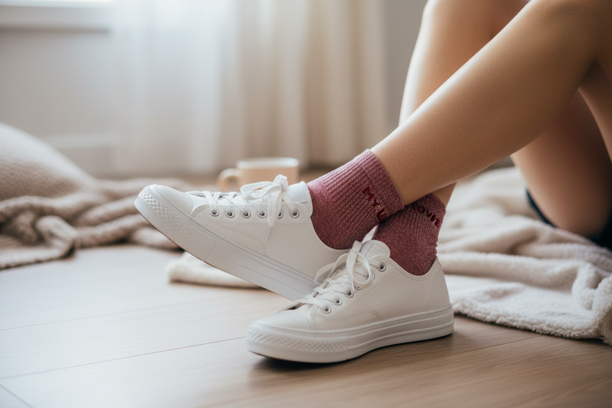 Lifestyle foto My Love sneakersokken met sneakers