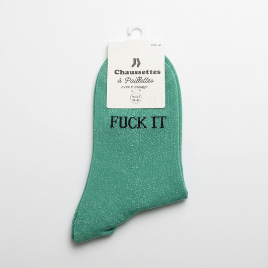 Chaussettes a paillettes FUCK IT