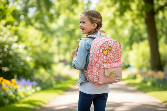 Meisje draagt Zebra Trends 13,3 inch rugzak met laptop