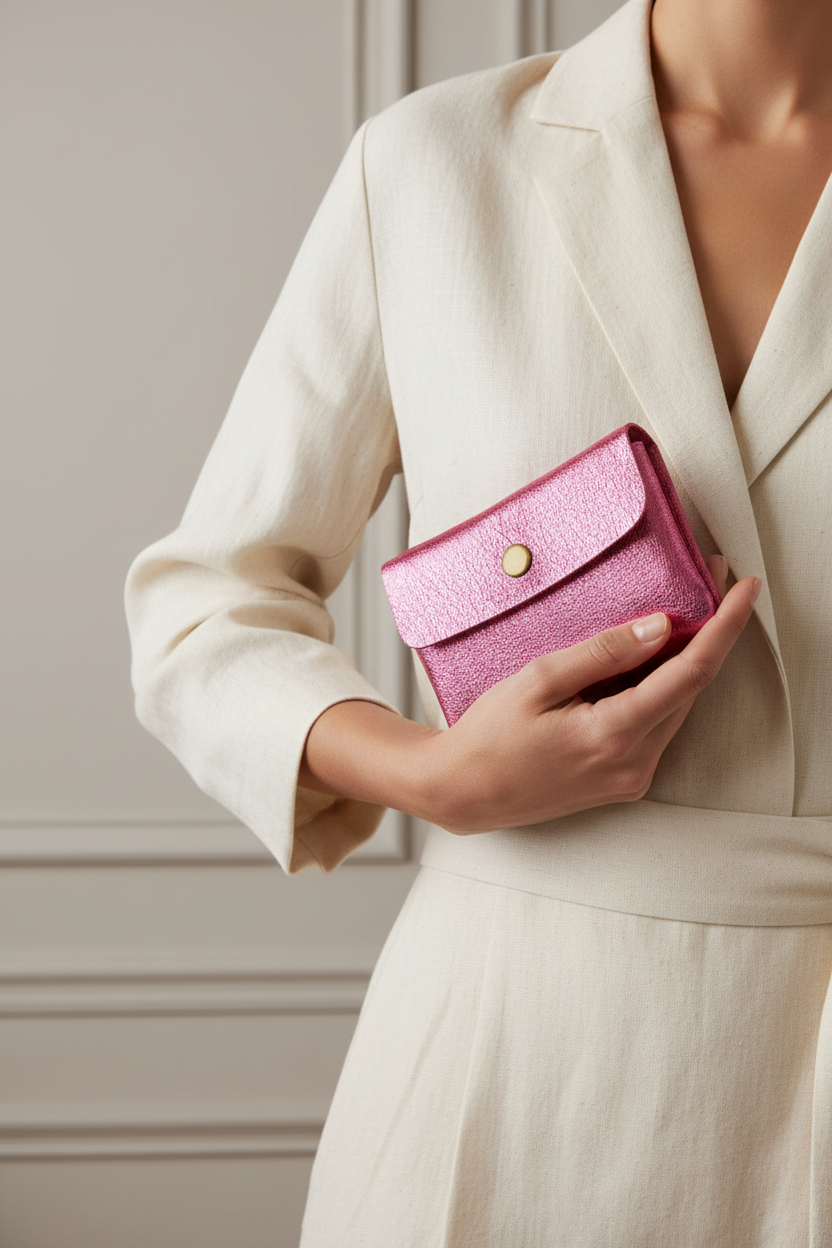 Model met Charm London portemonnee roze