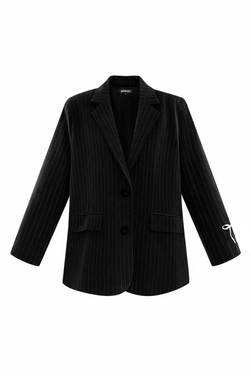 Blazer with love always - zwarte krijtstreep blazer