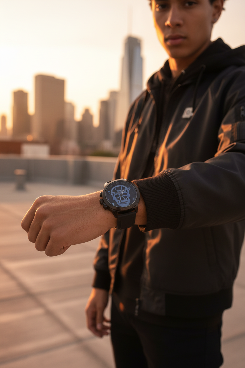 Skull Horloge - Zwart