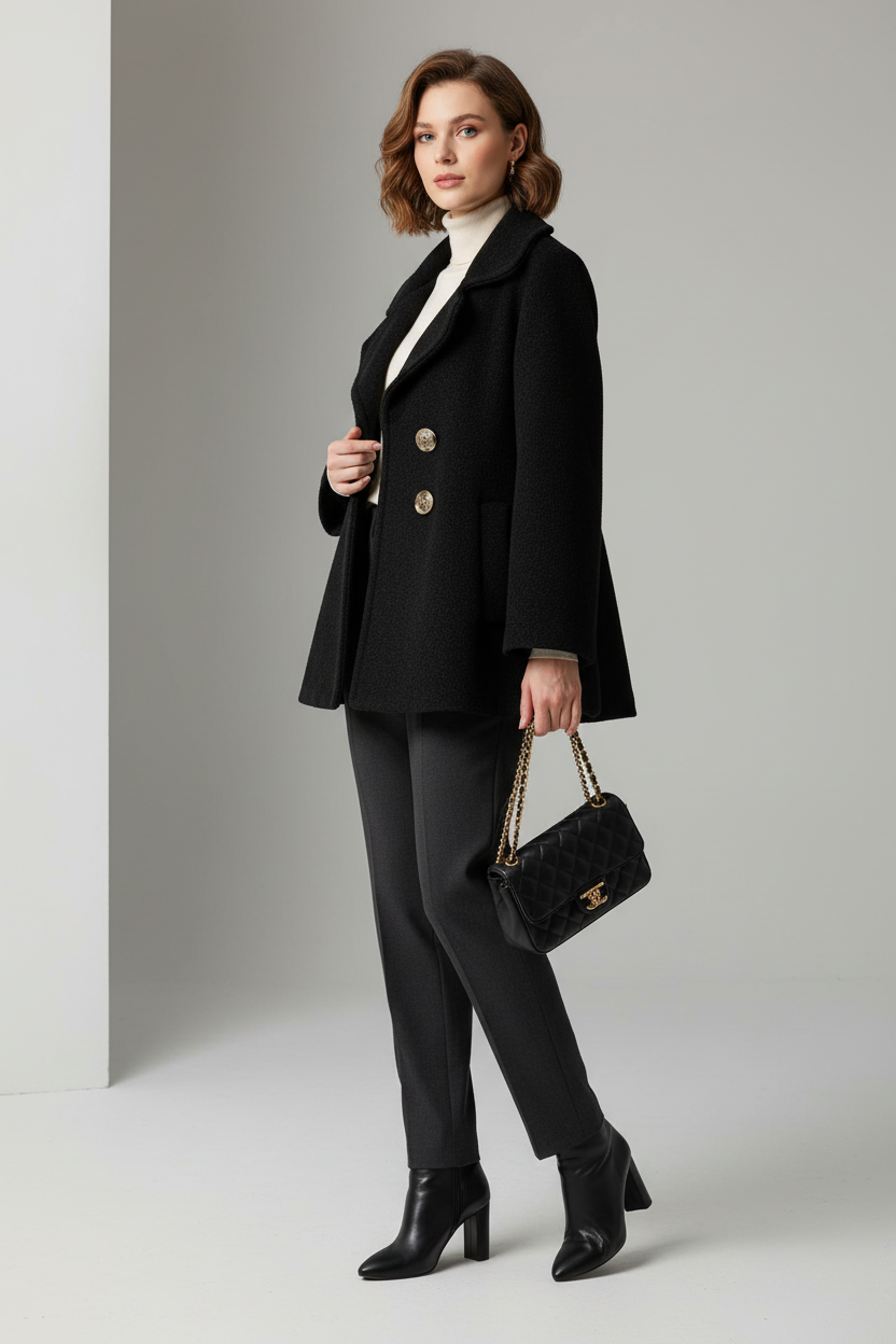 Model draagt Just Woman winterjas - chique winter