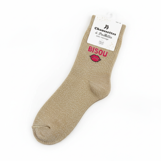 Chaussettes a paillettes BISOUS print