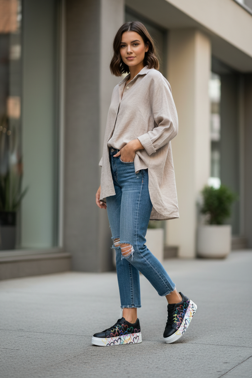 Lifestyle foto hoge sneakers Love