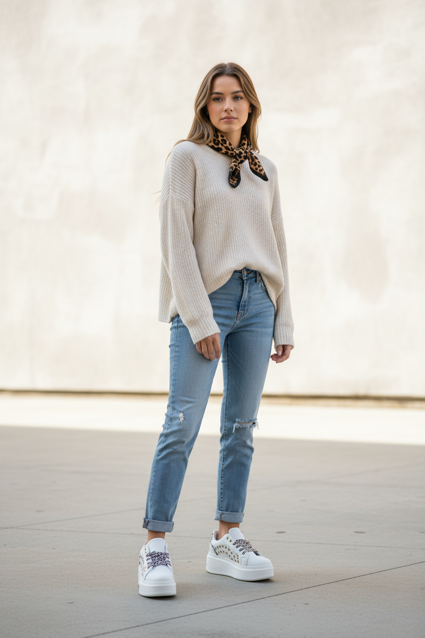 Lifestyle foto hoge sneakers panter