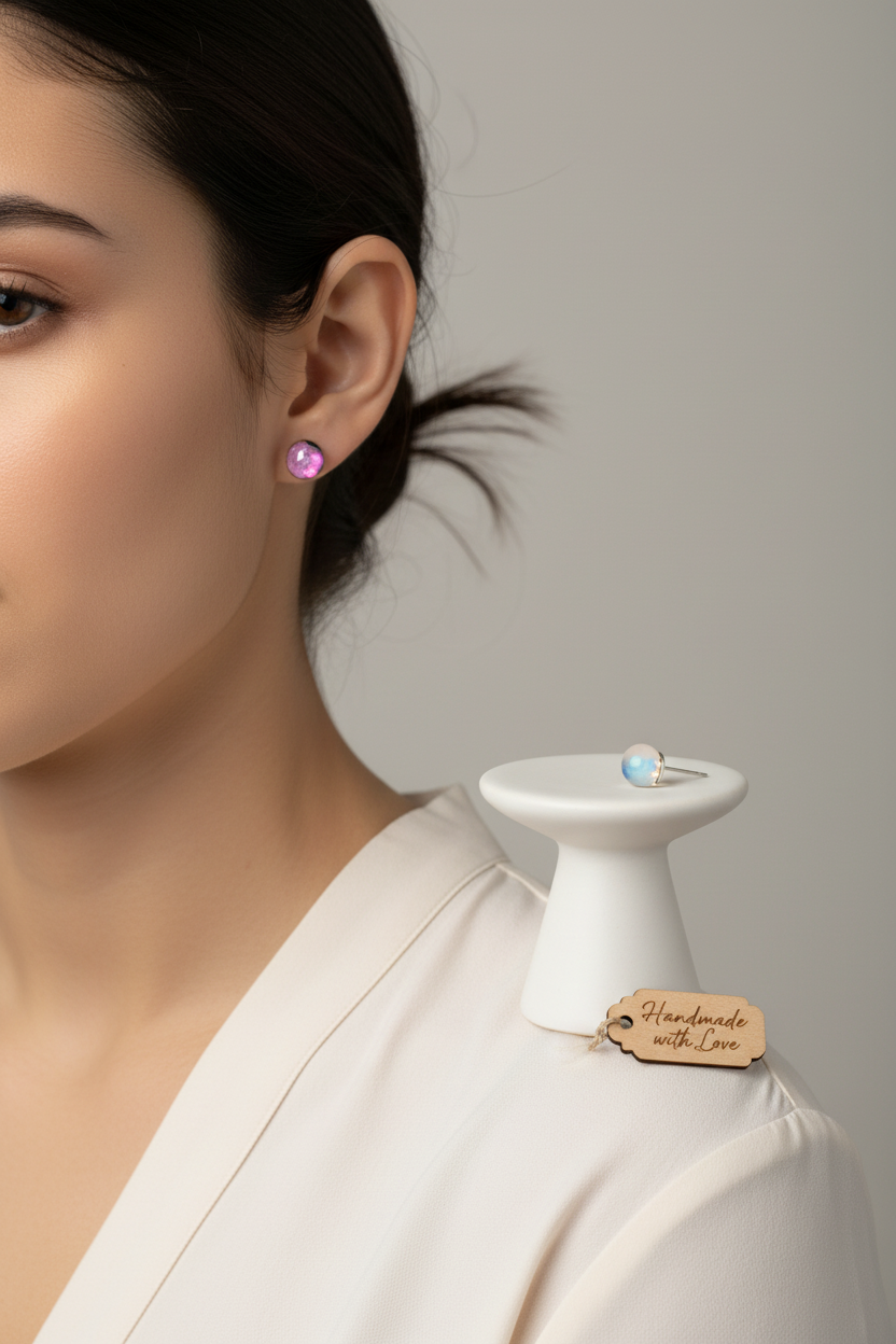 Mirrage handgemaakte glazen oorbellen lifestyle