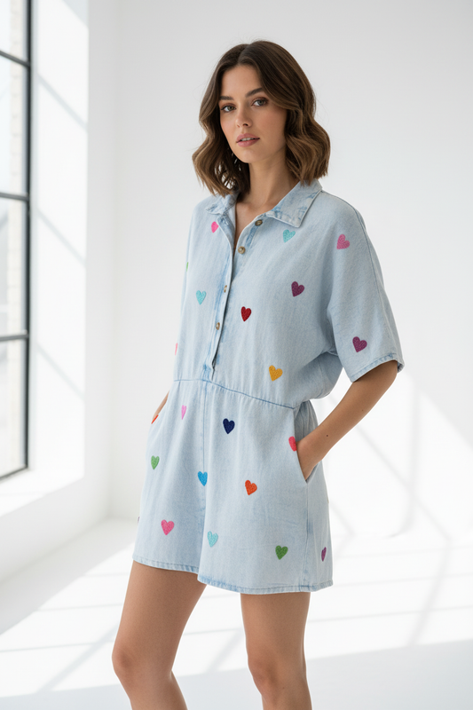 Playsuit Gold & Silver Lichtblauw - modelfoto