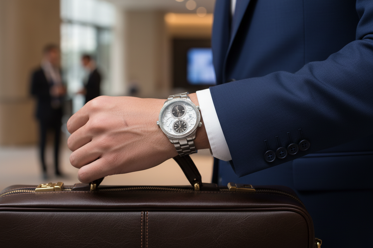 Productfoto Bellos horloge in zakelijke setting