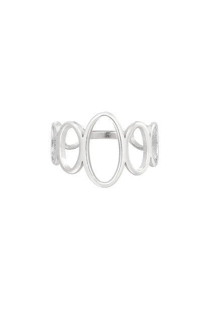 Ring open rondjes - zilver