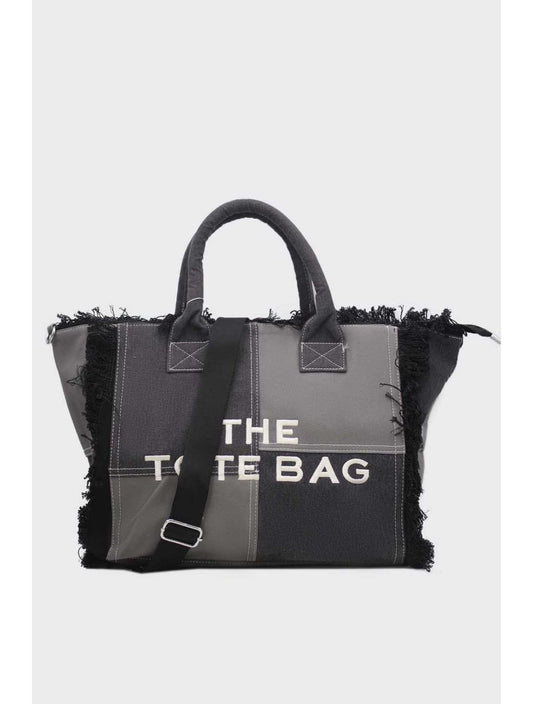 Tom & Eva Tote bag Denim Patchwork Tote Bag Black